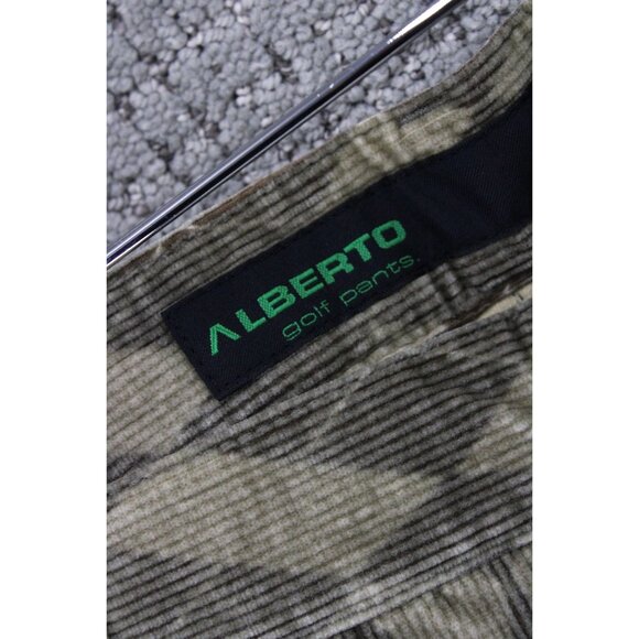 Alberto Golf Pants Mens Size 52 Brown Pro Cord Check Diamond Pattern Flat Front - Picture 6 of 11